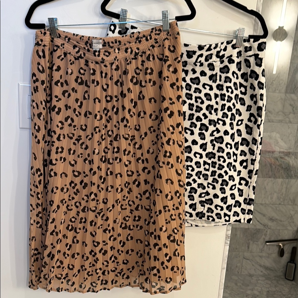 Leopard Print Women's Skirt - Brown and White